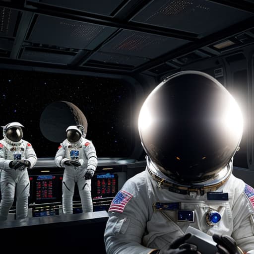 NASA control room with an astronaut texting