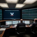 Illustration of an NSA agent grading a citizen's breakfast choices.