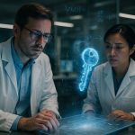 A surreal depiction of keys floating in a quantum cloud