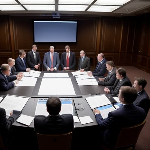 Cartoon of politicians shrugging in business suits