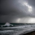 A surreal underwater scene with glowing seashells and fish holding protest signs.