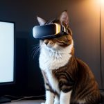 A surreal depiction of a television with a pause button and upgrade prompts