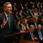 A person holding an imaginary gavel in a living room