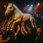 Horse crowd-surfing at punk concert