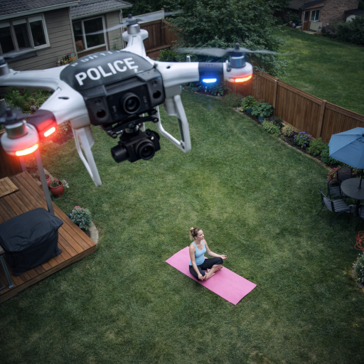 Drone spying on police officer's wife during yoga