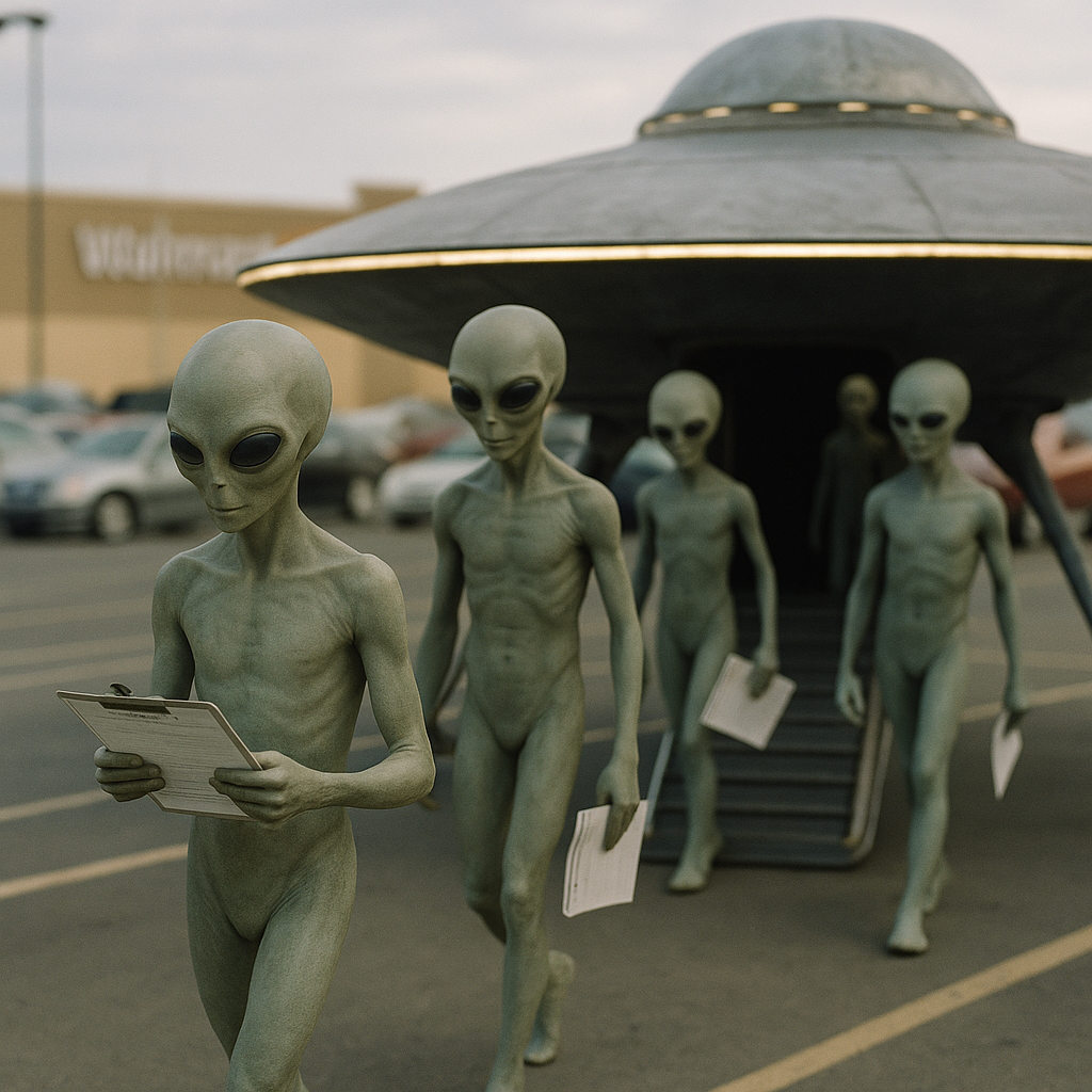 UFO Lands in Walmart Lot, Aliens Immediately Apply for Jobs
